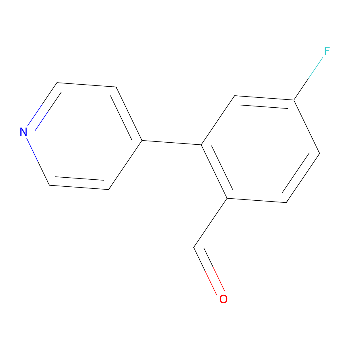 4-Fluoro-2-(pyridin-4-yl)benzaldehyde molecular structure, CAS 1214380-05-8