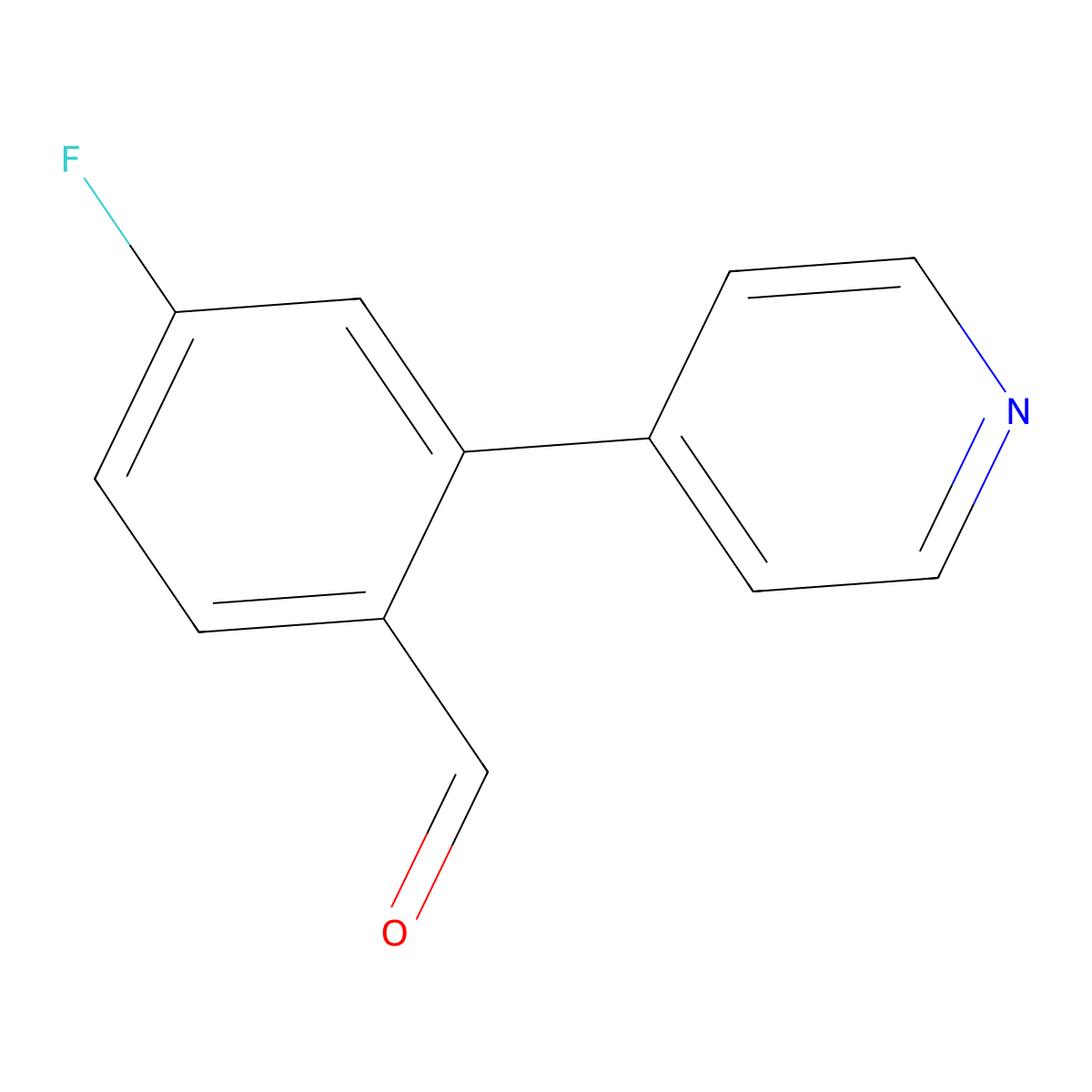 4-Fluoro-2-(pyridin-4-yl)benzaldehyde molecular structure, CAS 1214380-05-8