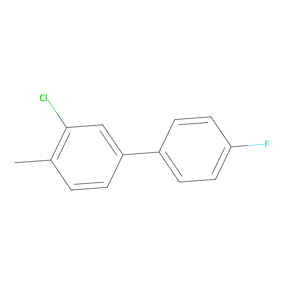 3-Chloro-4'-fluoro-4-methyl-1,1'-biphenyl molecular structure, CAS 1214380-09-2