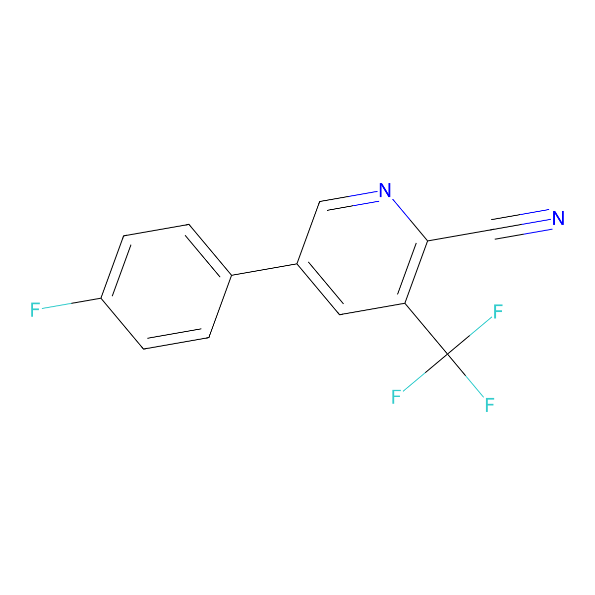 5-(4-Fluorophenyl)-3-(trifluoromethyl)picolinonitrile molecular structure, CAS 1214380-36-5
