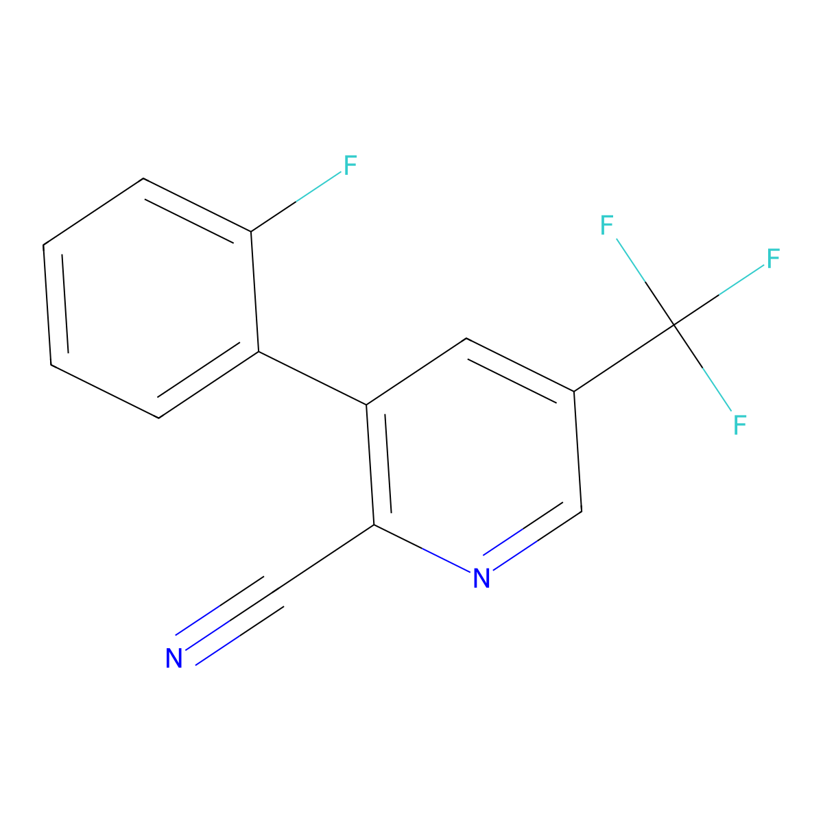 3-(2-Fluorophenyl)-5-(trifluoromethyl)picolinonitrile molecular structure, CAS 1214380-38-7