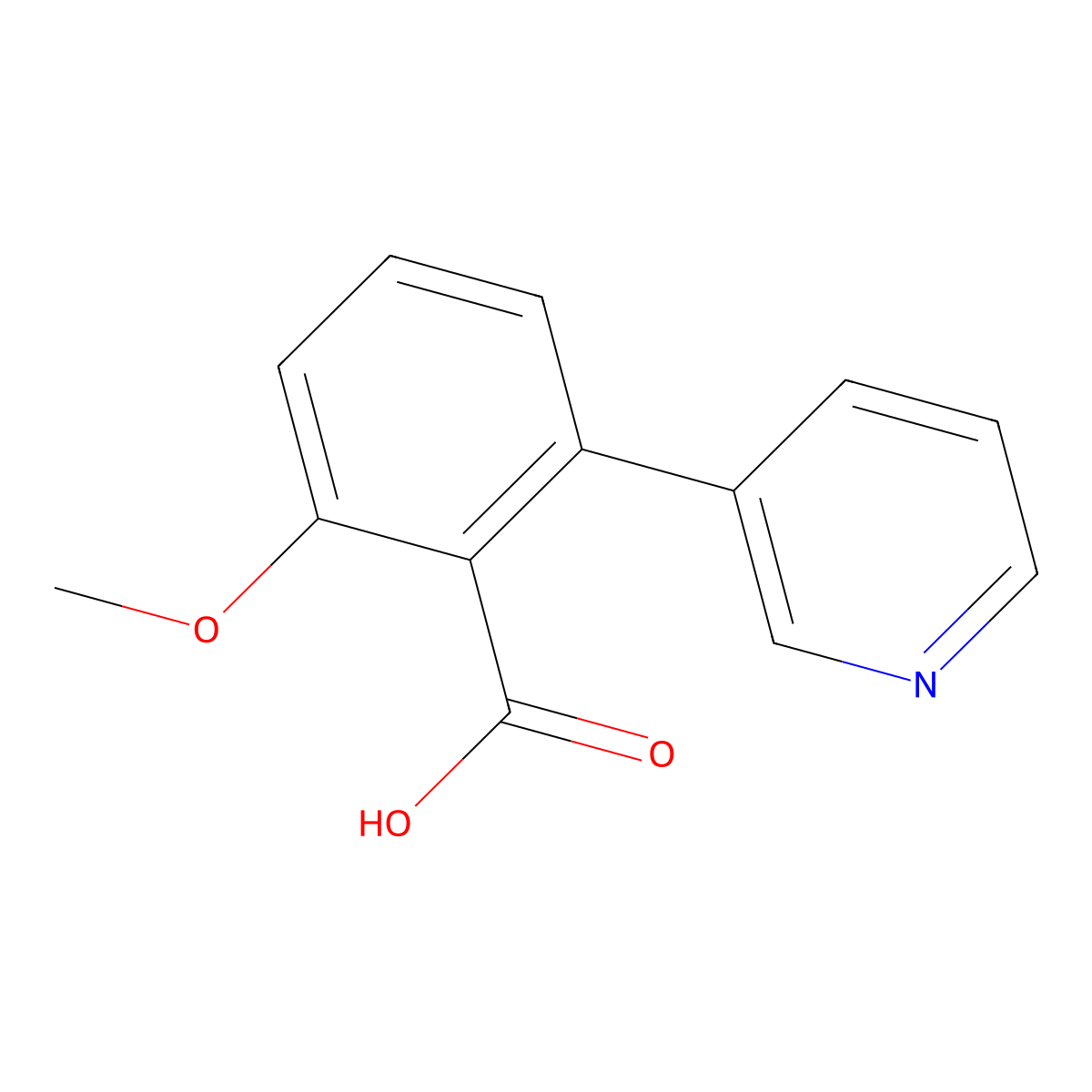 2-Methoxy-6-(pyridin-3-yl)benzoic acid molecular structure, CAS 1214380-62-7