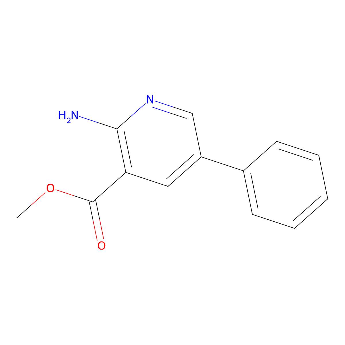 Methyl 2-amino-5-phenyl-3-pyridinecarboxylate molecular structure, CAS 1214380-83-2