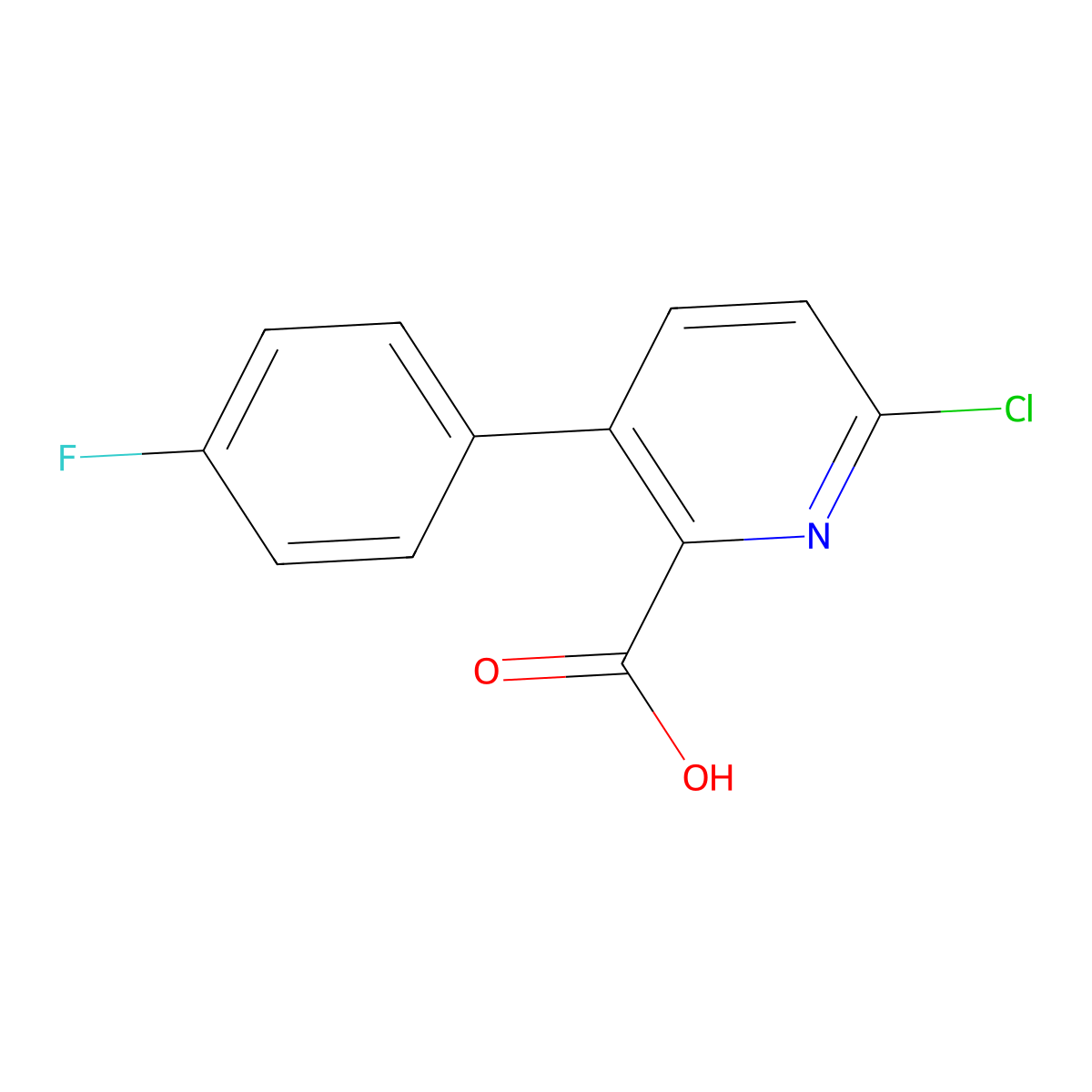 6-Chloro-3-(4-fluorophenyl)picolinic acid molecular structure, CAS 1214381-04-0