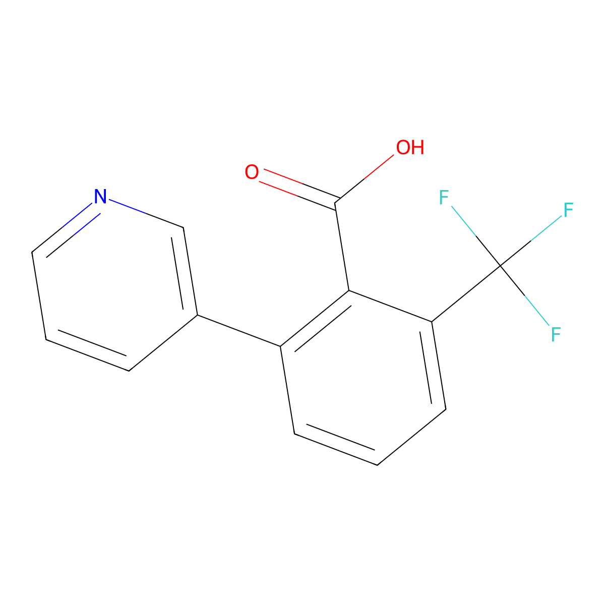 2-(Pyridin-3-yl)-6-(trifluoromethyl)benzoic acid molecular structure, CAS 1214381-12-0