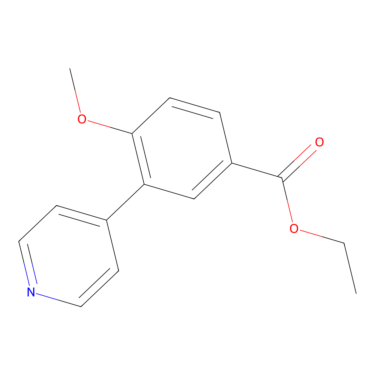 Ethyl 4-methoxy-3-(4-pyridinyl)benzoate molecular structure, CAS 1214381-82-4