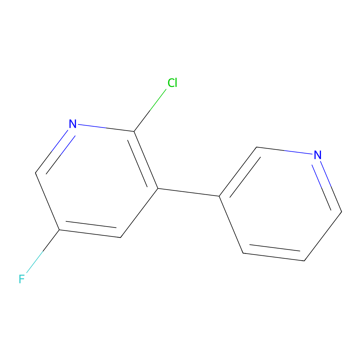 2-Chloro-5-fluoro-3,3'-bipyridine molecular structure, CAS 1214382-27-0