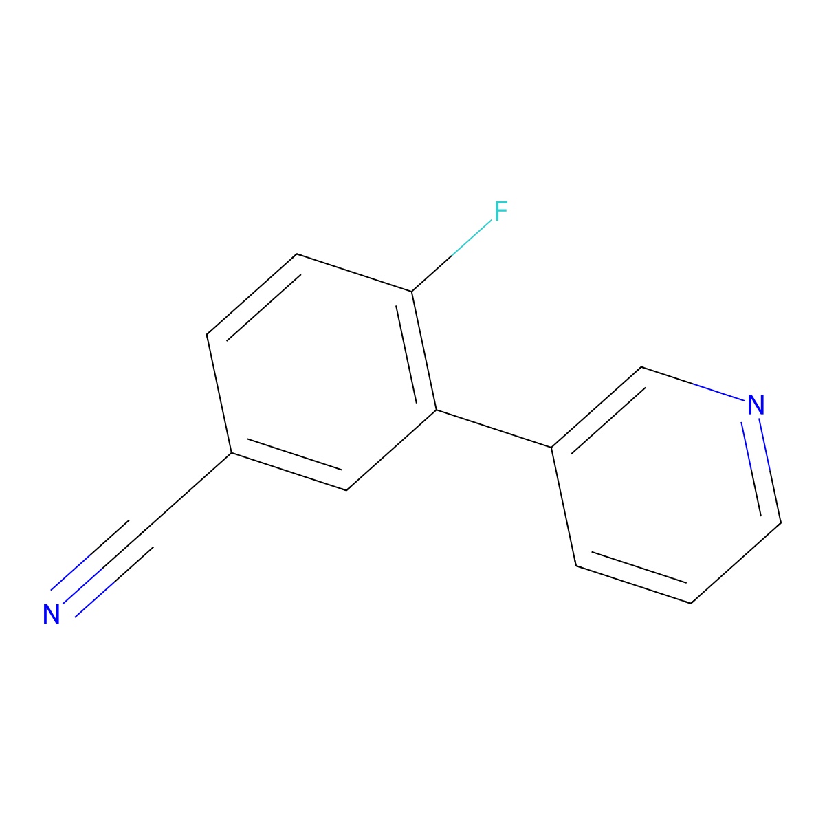 4-Fluoro-3-(pyridin-3-yl)benzonitrile molecular structure, CAS 1214382-64-5
