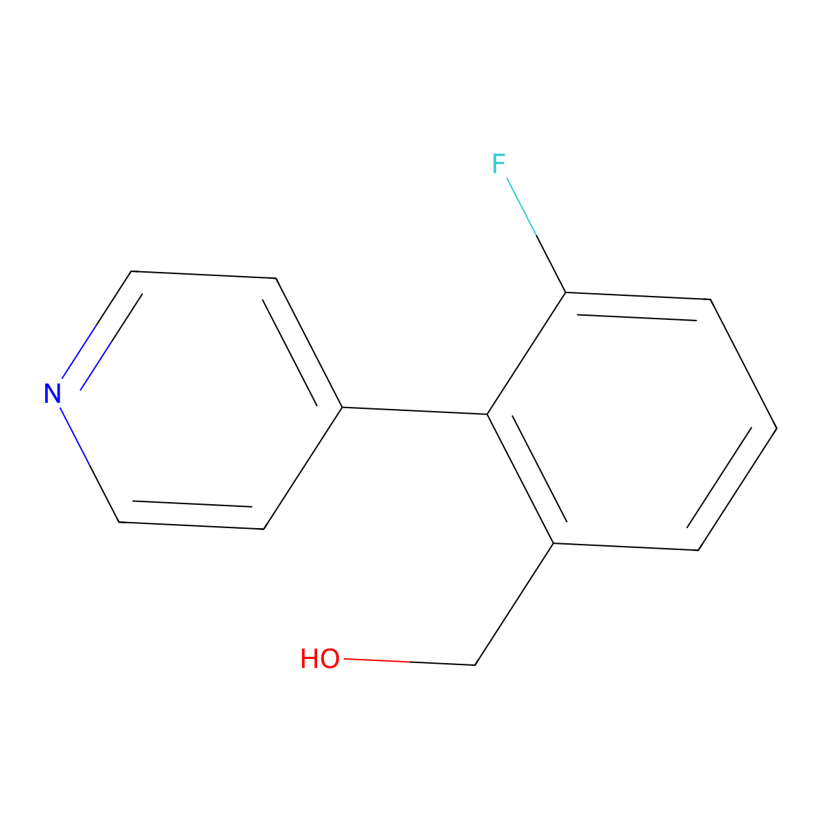 (3-Fluoro-2-(pyridin-4-yl)phenyl)methanol molecular structure, CAS 1214382-69-0