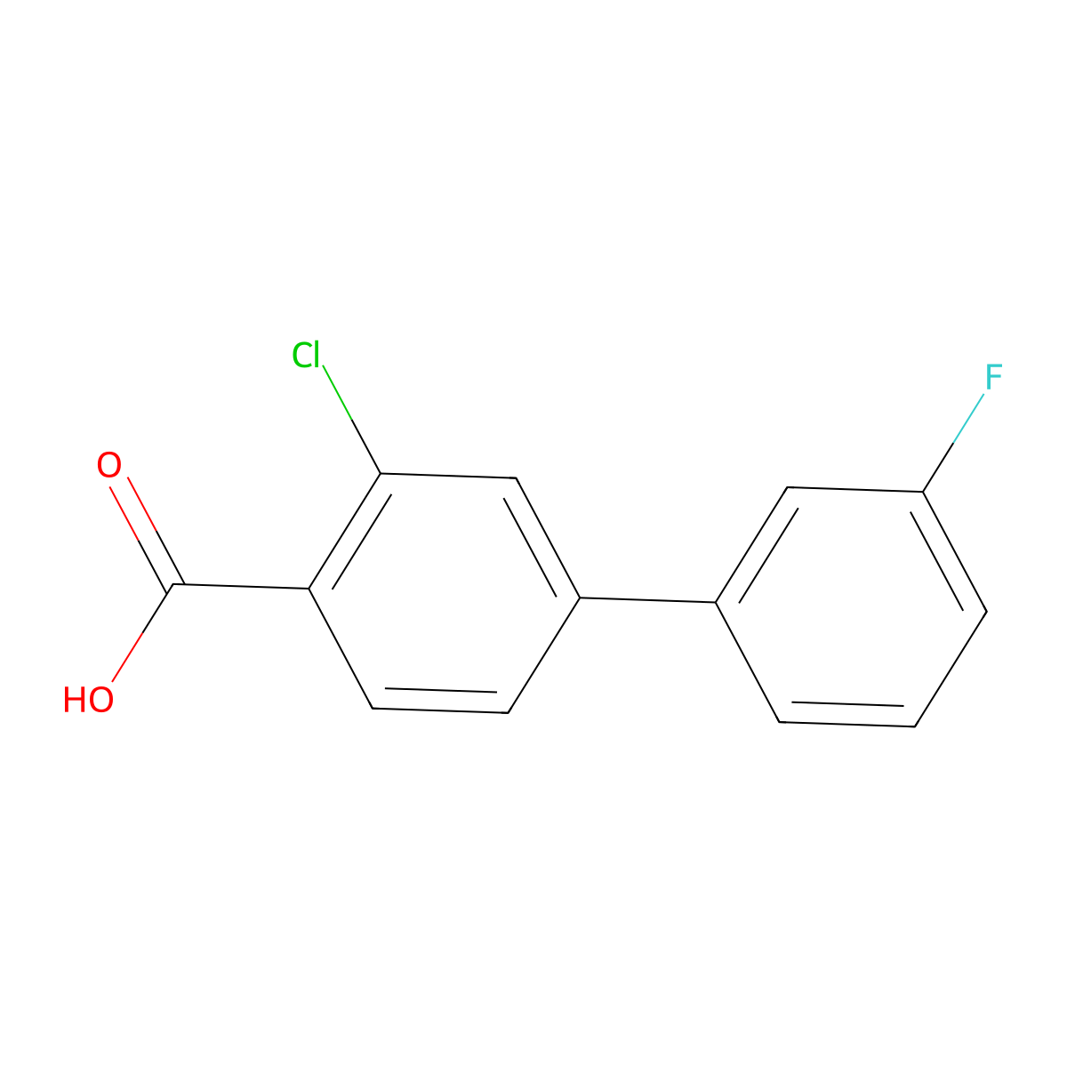 2-Chloro-4-(3-fluorophenyl)benzoic acid molecular structure, CAS 1214382-82-7
