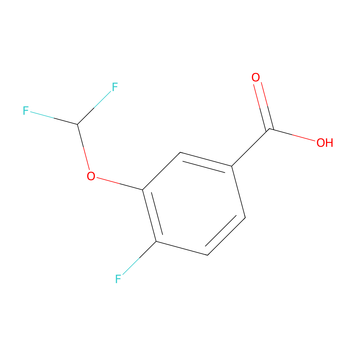 3-(Difluoromethoxy)-4-fluorobenzoic acid molecular structure, CAS 1214383-19-3