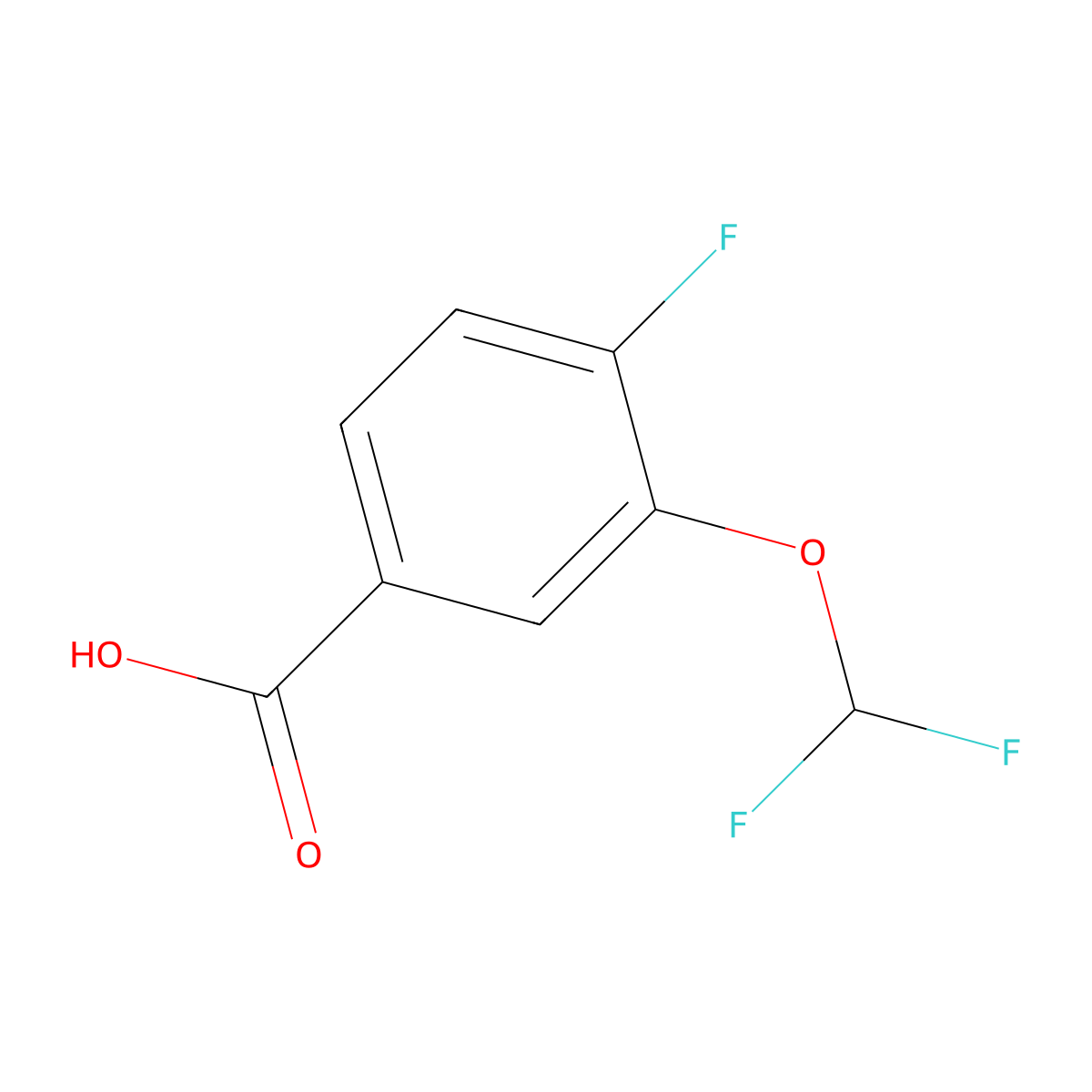 3-(Difluoromethoxy)-4-fluorobenzoic acid molecular structure, CAS 1214383-19-3