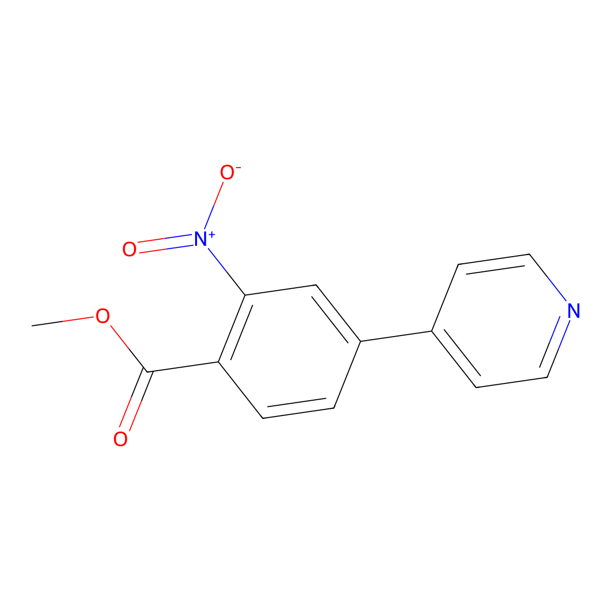 Methyl 2-nitro-4-(pyridin-4-yl)benzoate molecular structure, CAS 1214383-41-1