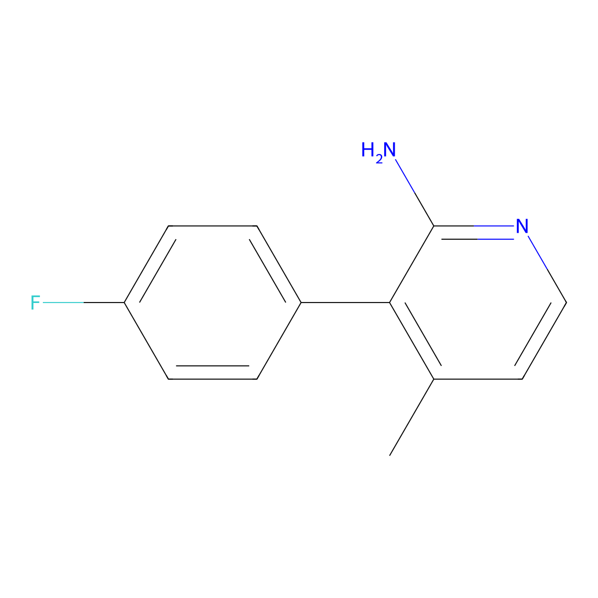 3-(4-Fluorophenyl)-4-methyl-2-pyridinamine molecular structure, CAS 1214383-51-3