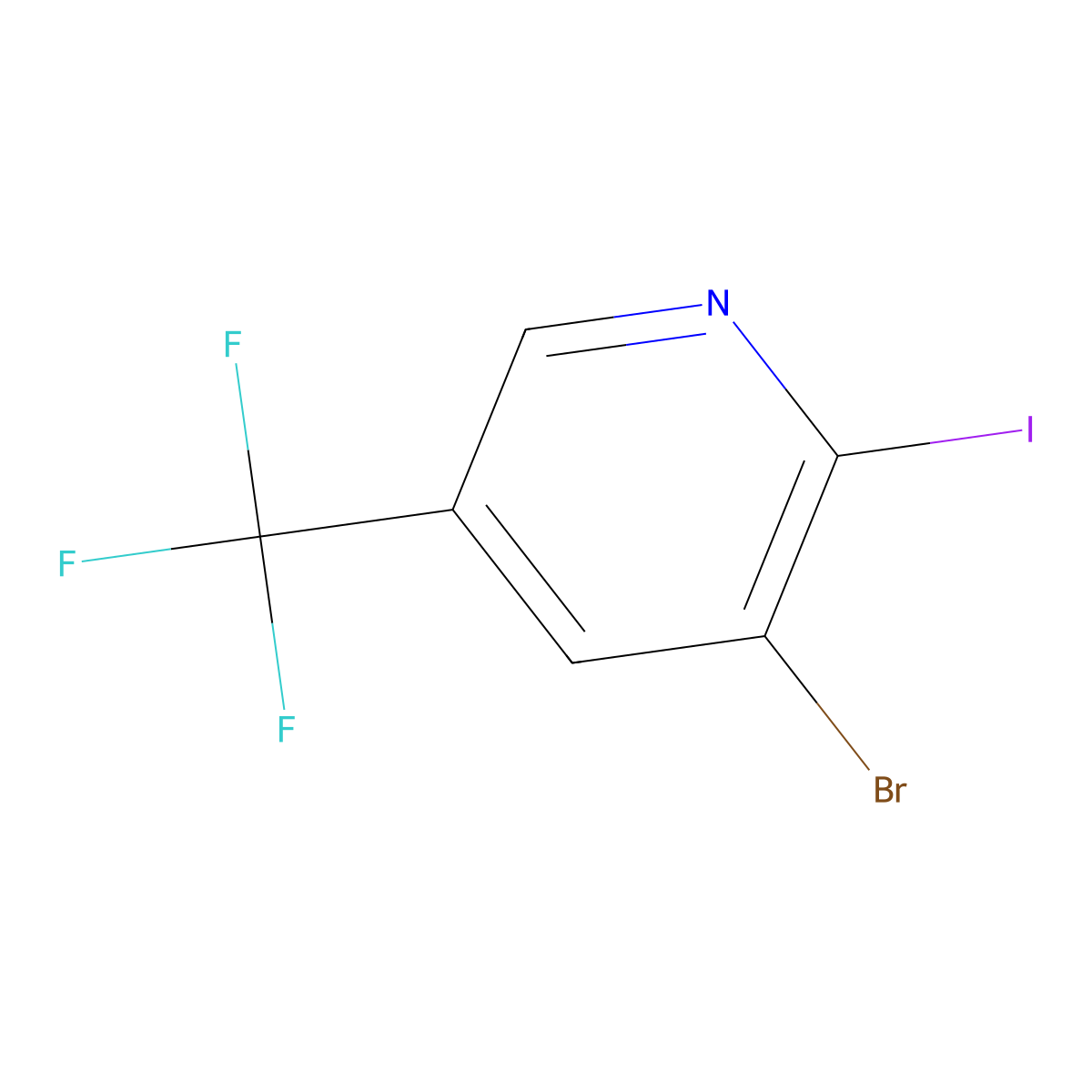 3-Bromo-2-iodo-5-(trifluoromethyl)pyridine molecular structure, CAS 1214383-73-9
