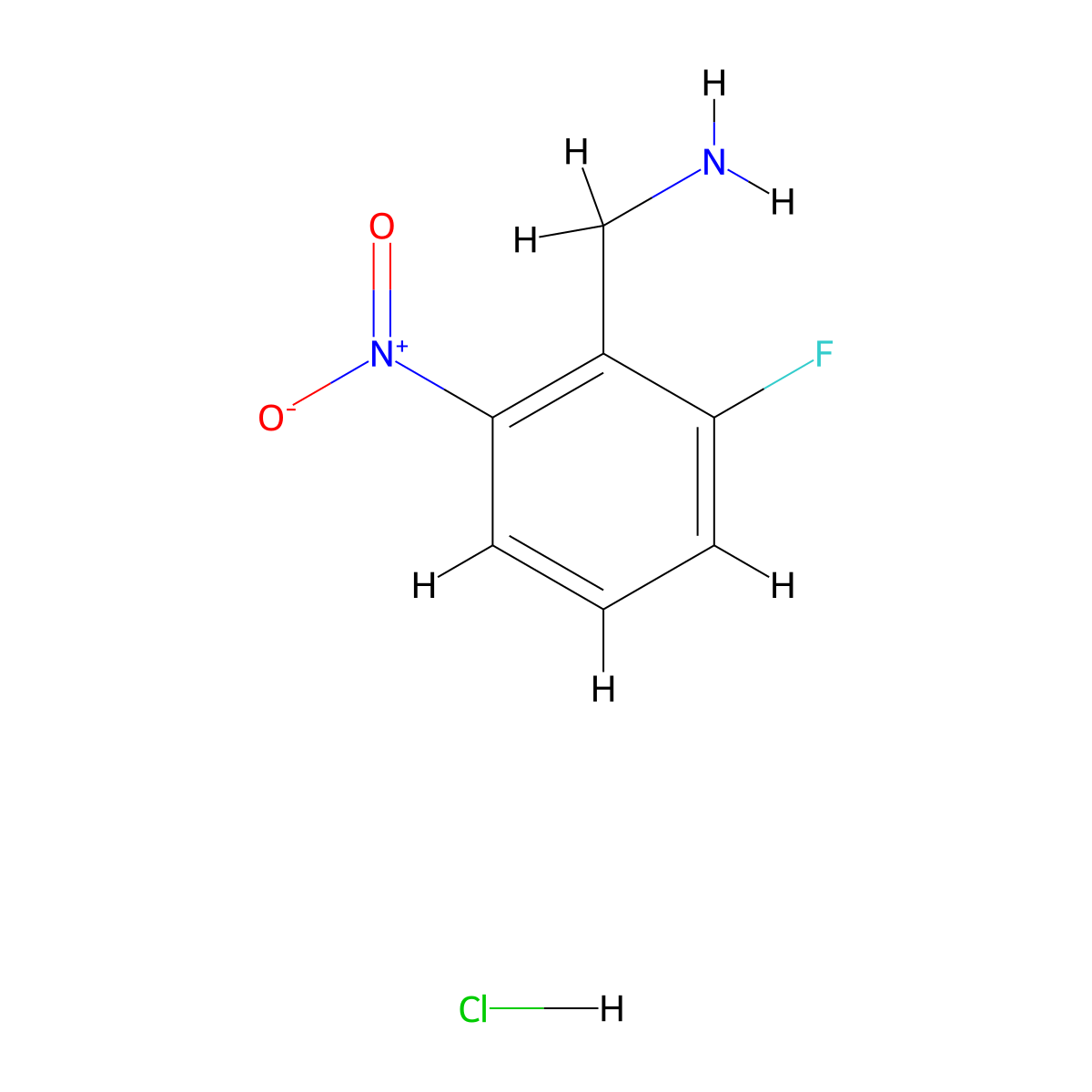 (2-Fluoro-6-nitrophenyl)methanamine hydrochloride molecular structure, CAS 1214384-02-7
