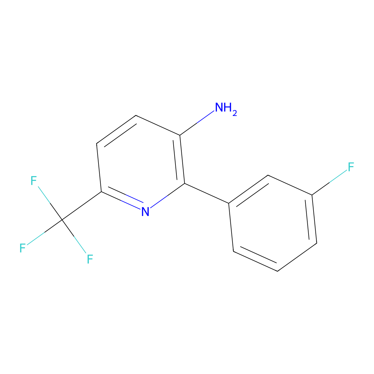 2-(3-Fluorophenyl)-6-(trifluoromethyl)pyridin-3-amine molecular structure, CAS 1214384-12-9
