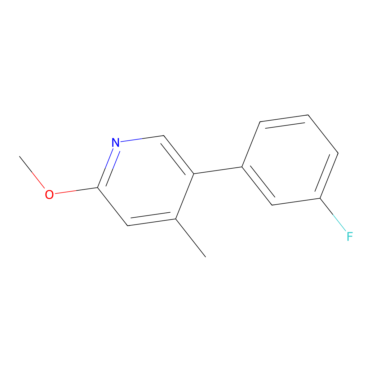 Pyridine, 5-(3-fluorophenyl)-2-methoxy-4-methyl- molecular structure, CAS 1214384-14-1