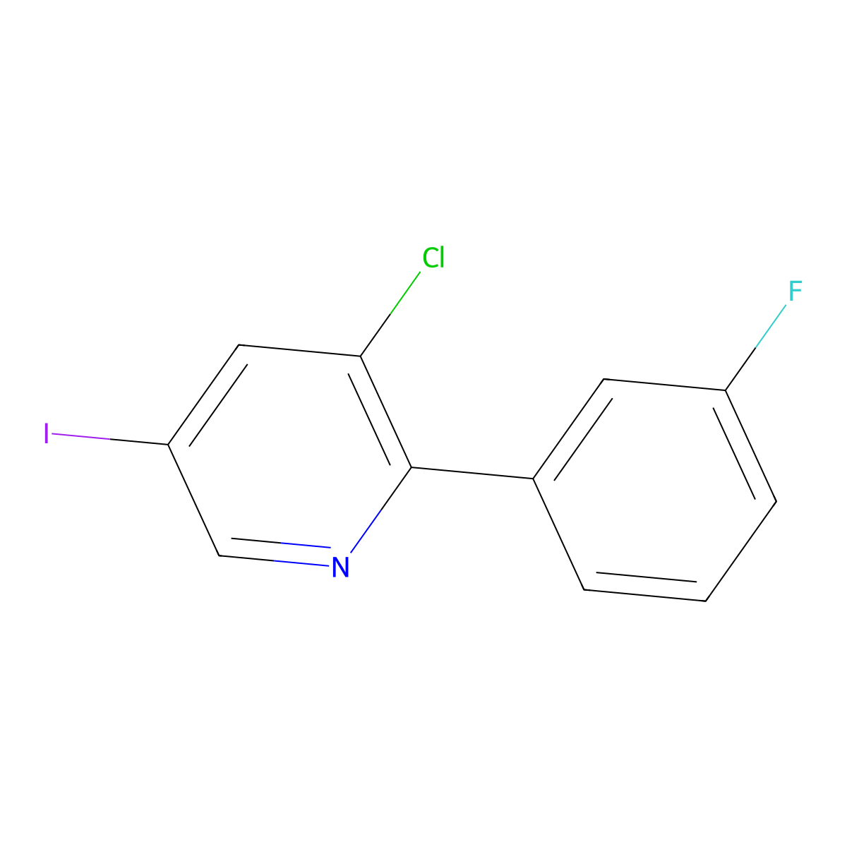 3-Chloro-2-(3-fluorophenyl)-5-iodopyridine molecular structure, CAS 1214384-24-3