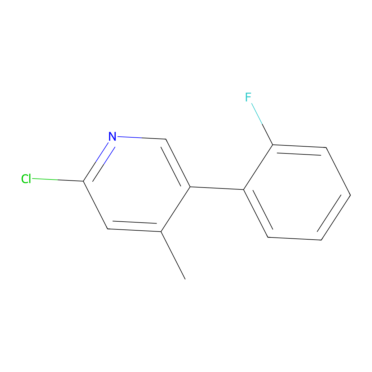 2-Chloro-5-(2-fluorophenyl)-4-methylpyridine molecular structure, CAS 1214384-94-7