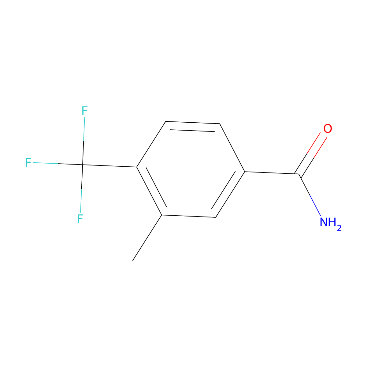 3-Methyl-4-(trifluoromethyl)benzamide molecular structure, CAS 1214385-29-1