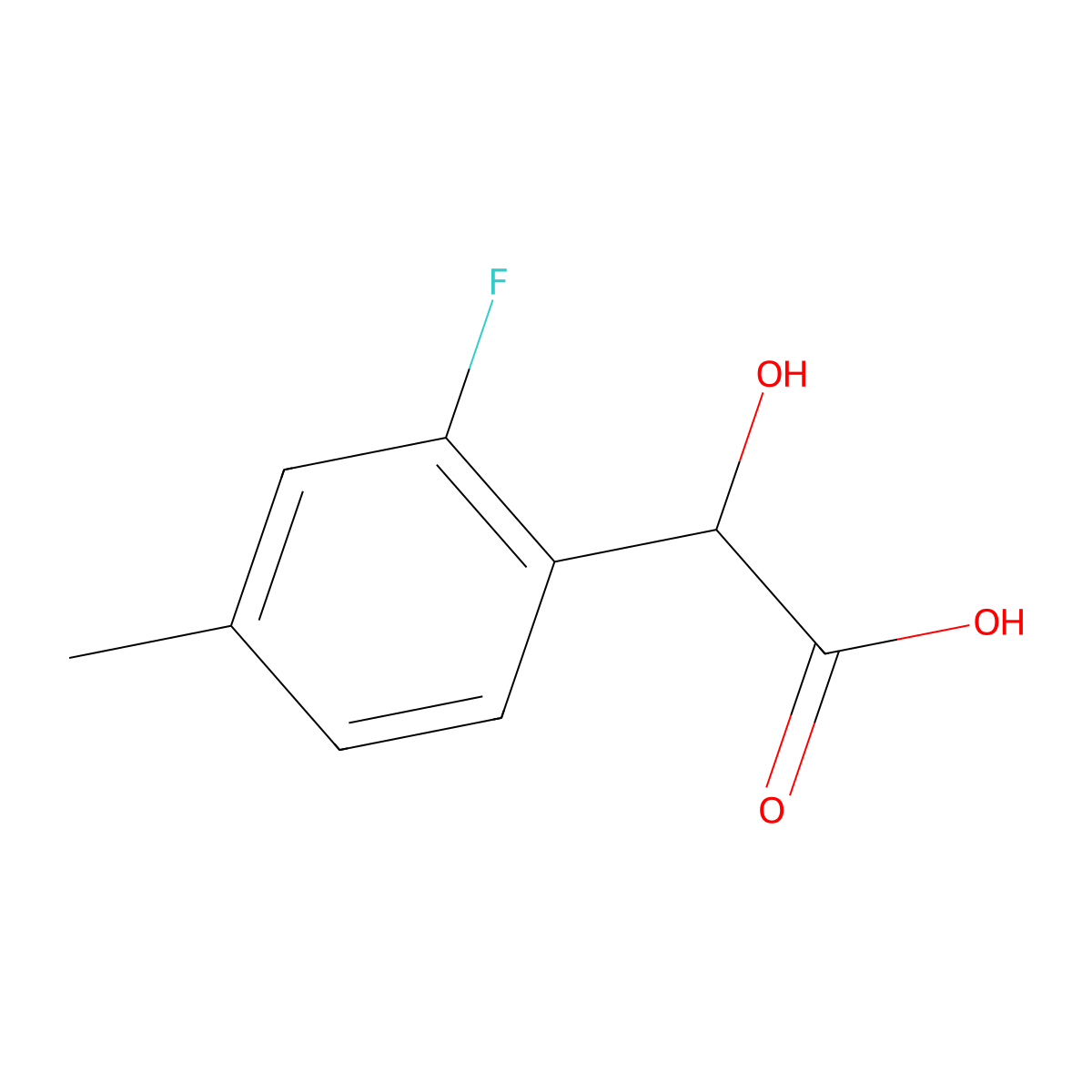 2-(2-Fluoro-4-methylphenyl)-2-hydroxyacetic acid molecular structure, CAS 1214385-53-1