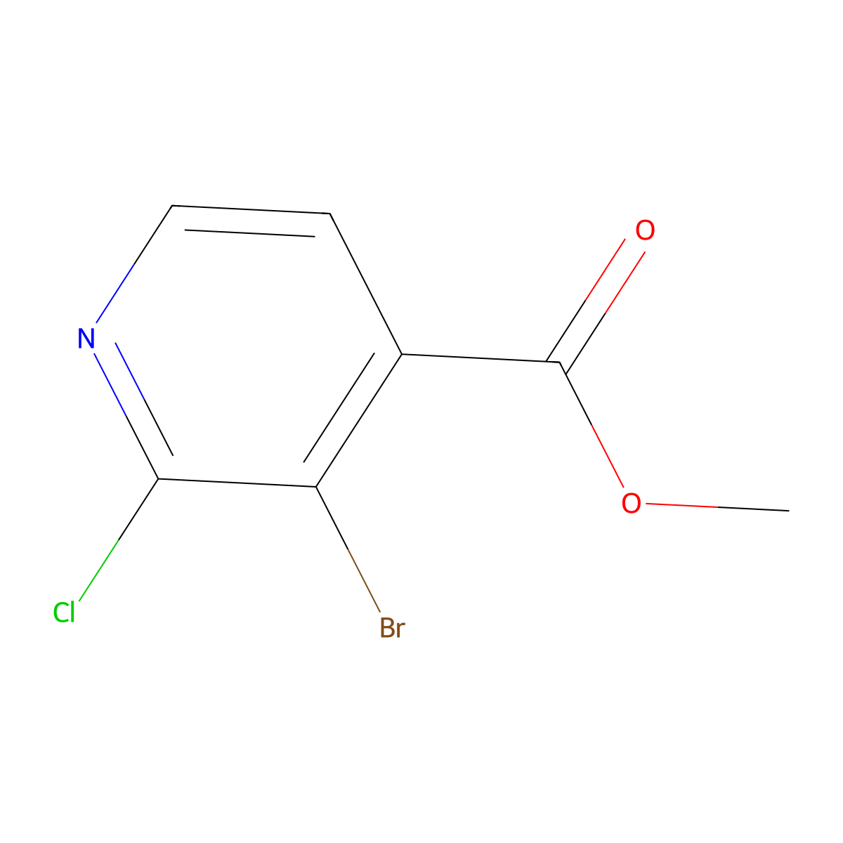 Methyl 3-bromo-2-chloropyridine-4-carboxylate molecular structure, CAS 1214385-62-2