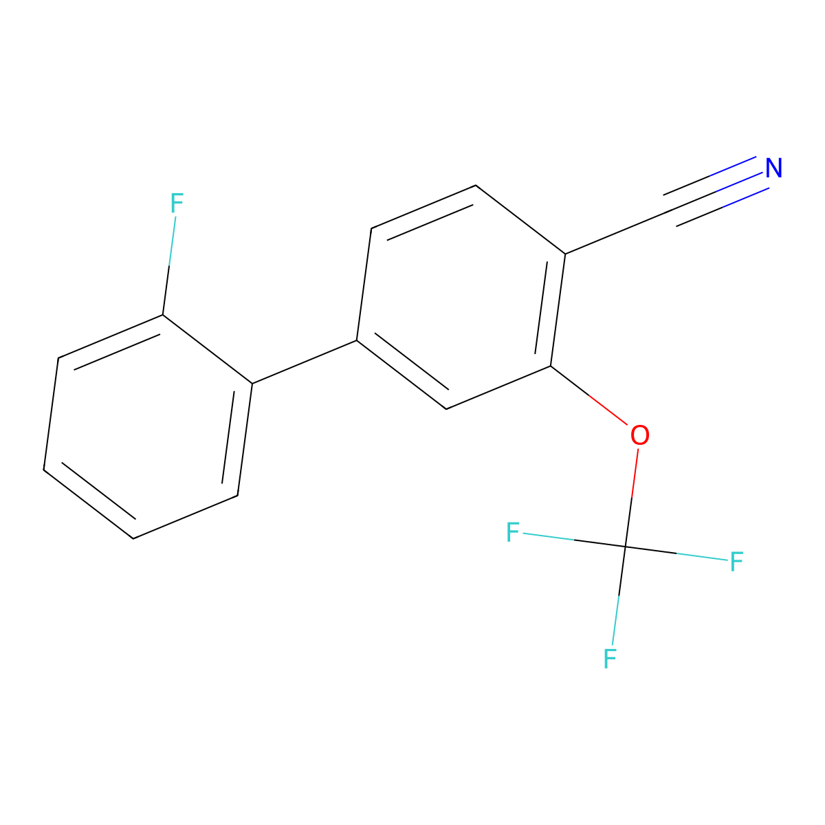 2'-Fluoro-3-(trifluoromethoxy)-[1,1'-biphenyl]-4-carbonitrile molecular structure, CAS 1214385-69-9