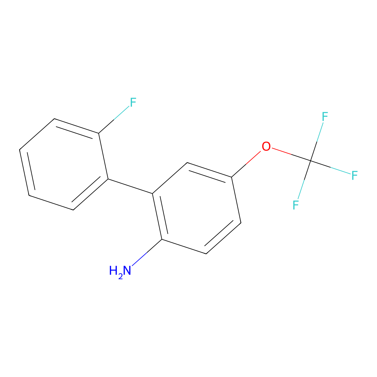2'-Fluoro-5-(trifluoromethoxy)-[1,1'-biphenyl]-2-amine molecular structure, CAS 1214385-72-4