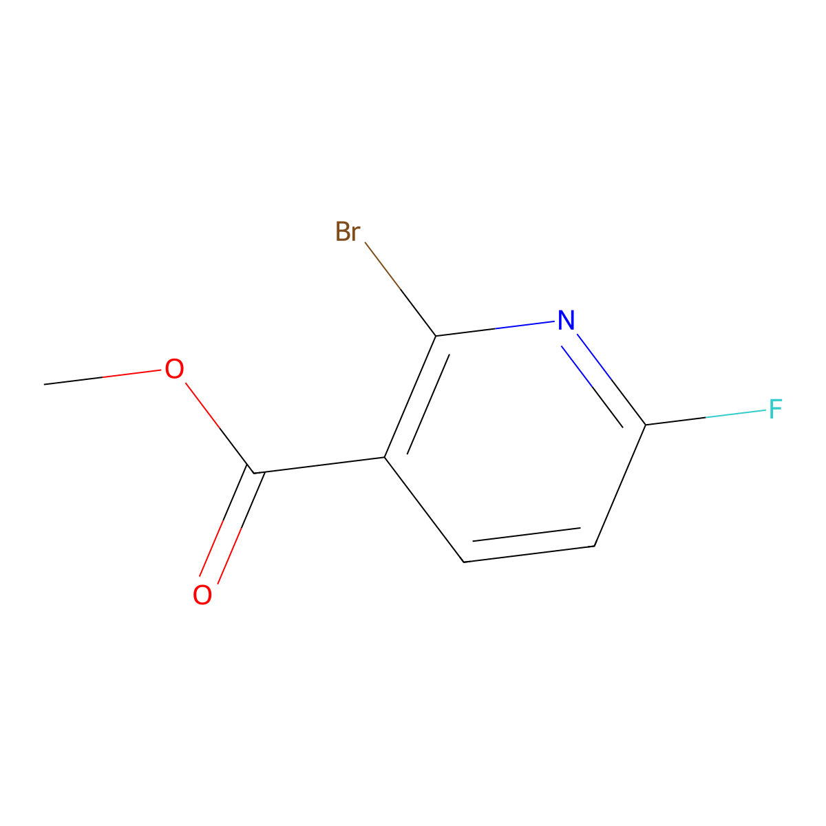 Methyl 2-bromo-6-fluoropyridine-3-carboxylate molecular structure, CAS 1214385-74-6
