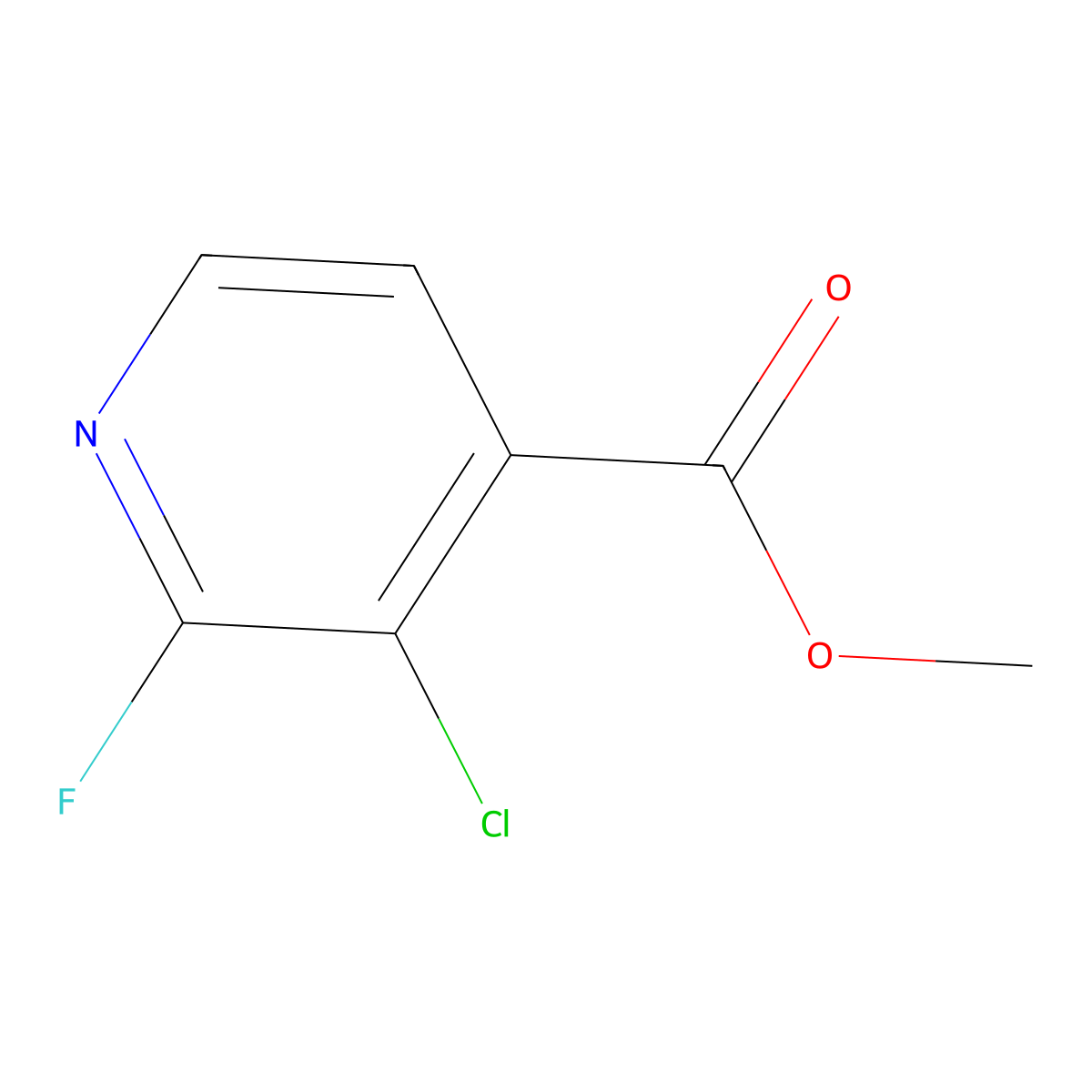 Methyl 3-chloro-2-fluoroisonicotinate molecular structure, CAS 1214385-95-1
