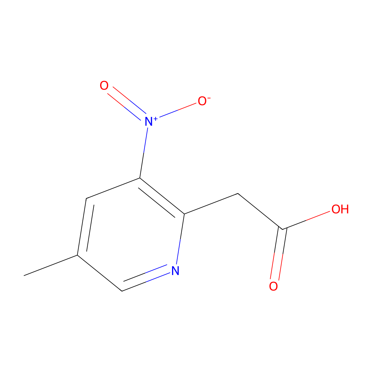 (5-Methyl-3-nitropyridin-2-yl)acetic acid molecular structure, CAS 1214386-16-9