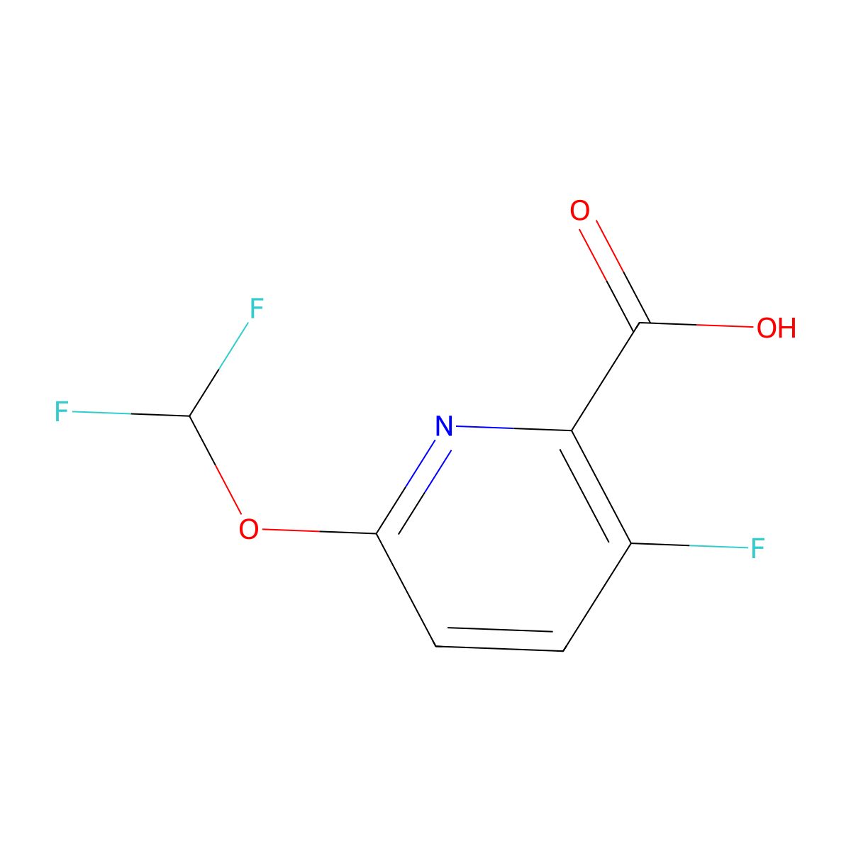 6-(Difluoromethoxy)-3-fluoropyridine-2-carboxylic acid molecular structure, CAS 1214386-58-9