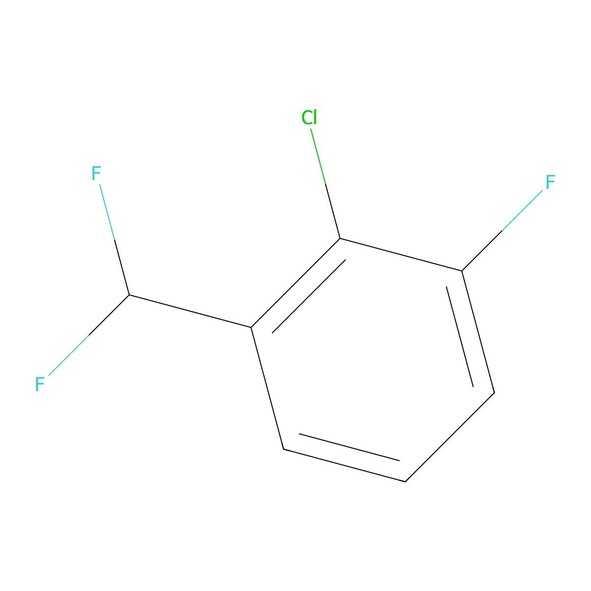 2-Chloro-1-(difluoromethyl)-3-fluorobenzene molecular structure, CAS 1214386-88-5