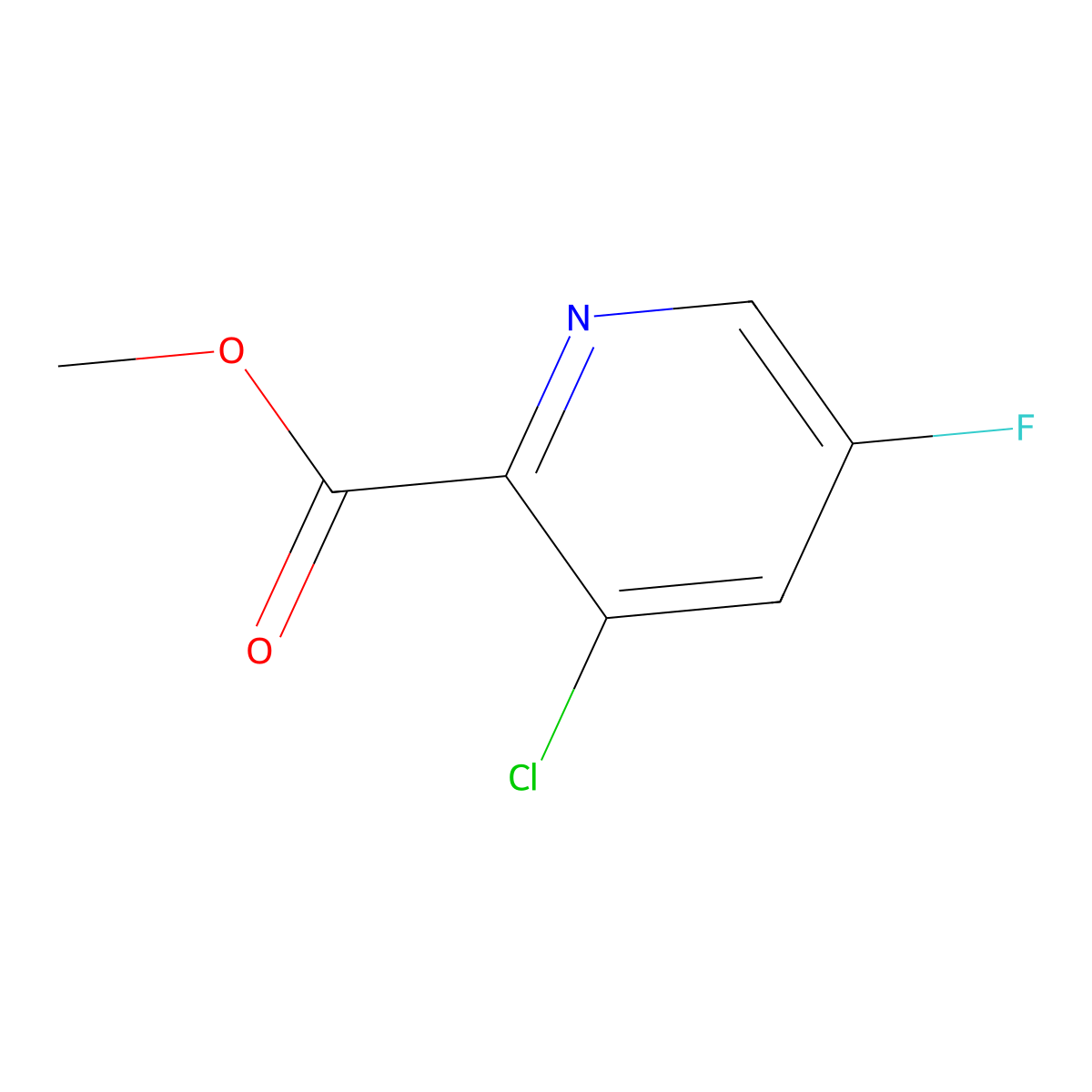 Methyl 3-chloro-5-fluoropyridine-2-carboxylate molecular structure, CAS 1214387-31-1