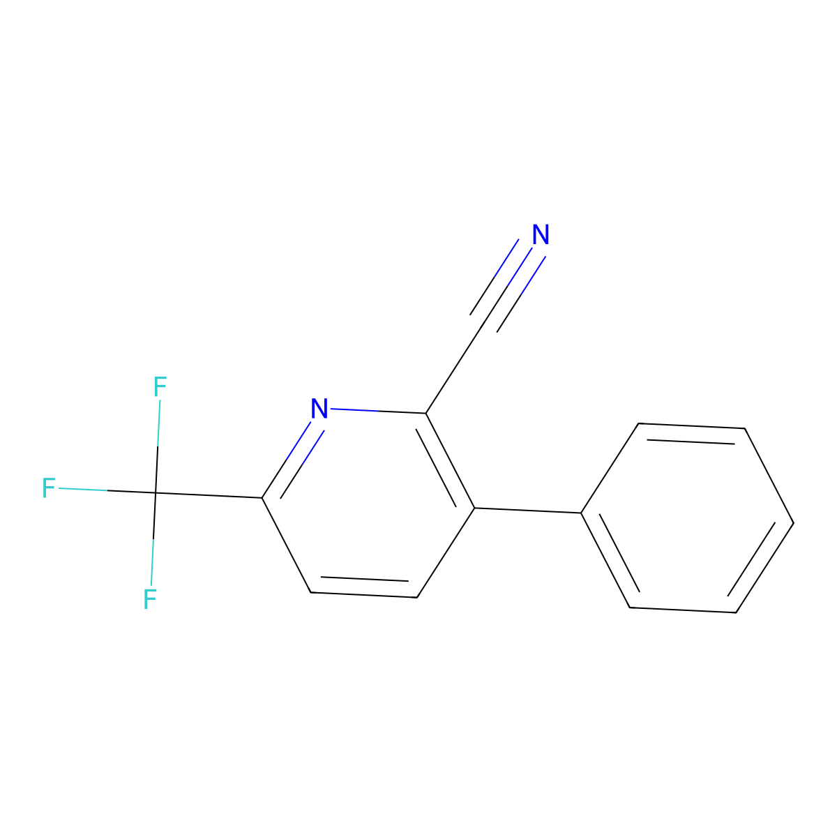 2-Cyano-3-phenyl-6-(trifluoromethyl)pyridine molecular structure, CAS 1214387-86-6