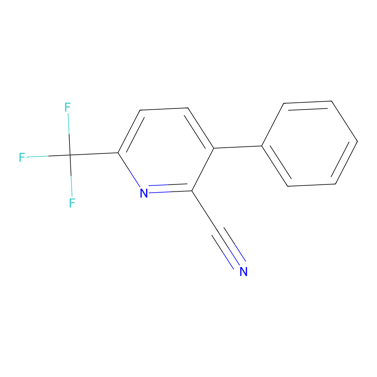 2-Cyano-3-phenyl-6-(trifluoromethyl)pyridine molecular structure, CAS 1214387-86-6