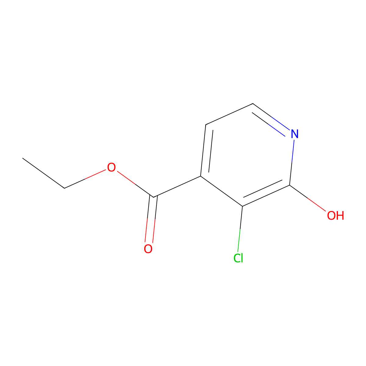 Ethyl 3-chloro-2-hydroxypyridine-4-carboxylate molecular structure, CAS 1214388-04-1