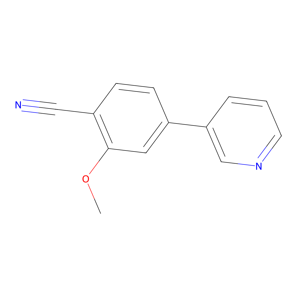 2-Methoxy-4-(pyridin-3-yl)benzonitrile molecular structure, CAS 1214388-08-5