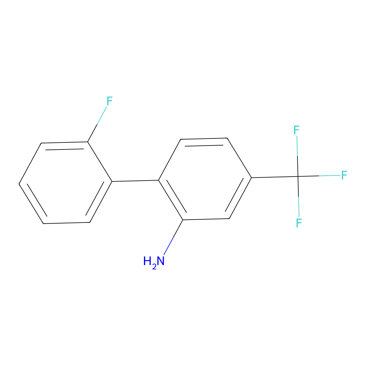 2'-Fluoro-4-(trifluoromethyl)biphenyl-2-amine molecular structure, CAS 1214388-16-5