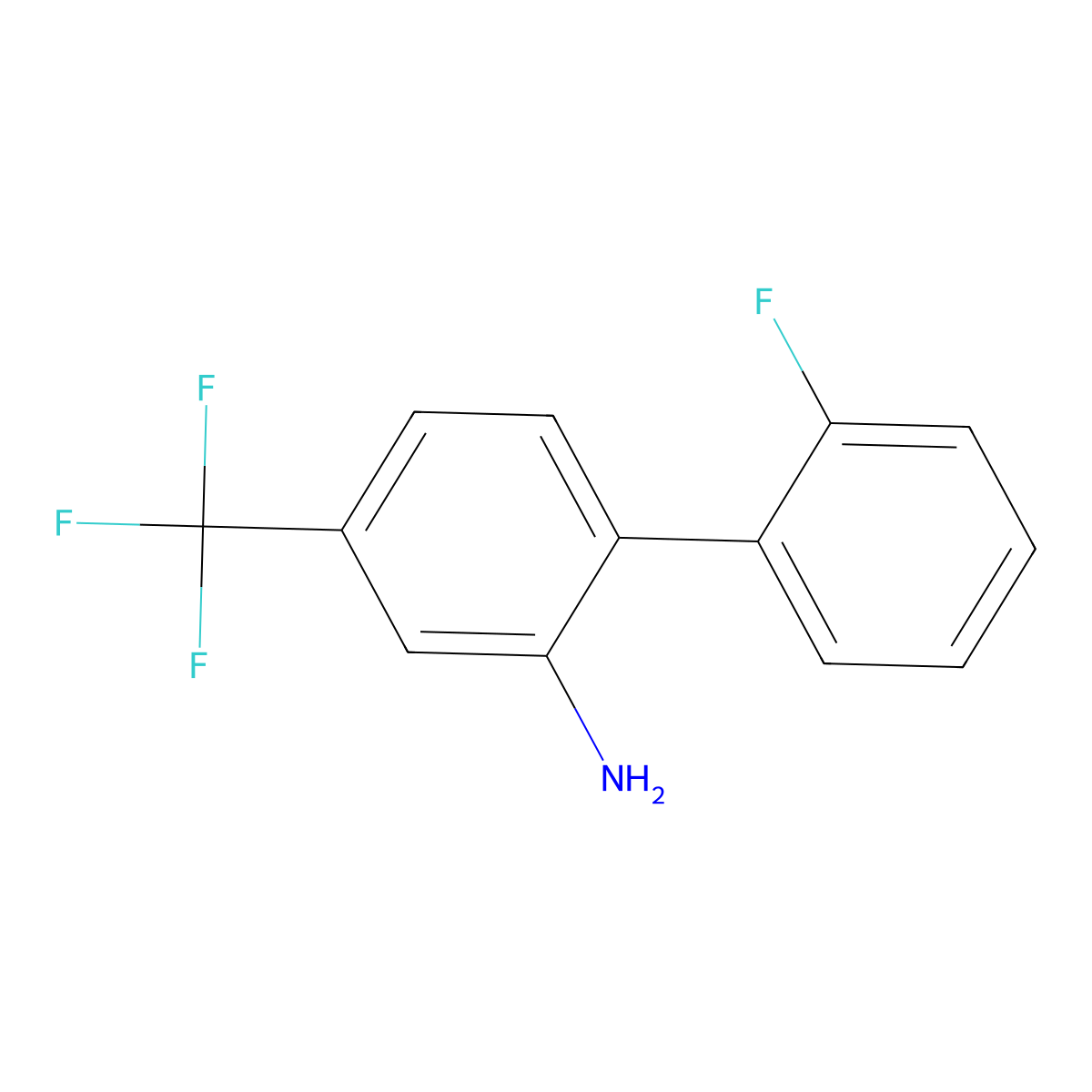 2'-Fluoro-4-(trifluoromethyl)biphenyl-2-amine molecular structure, CAS 1214388-16-5