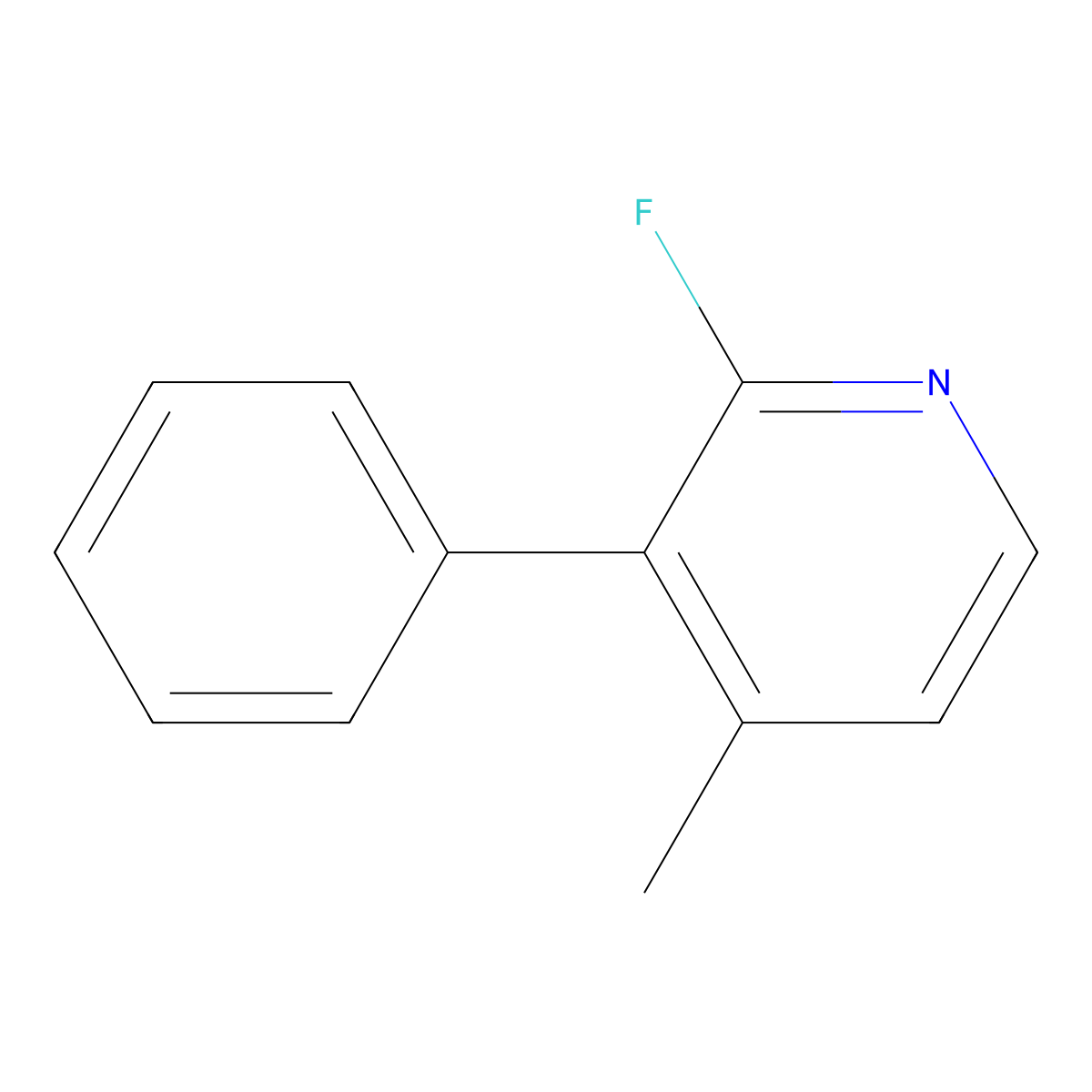 2-Fluoro-4-methyl-3-phenylpyridine molecular structure, CAS 1214388-19-8