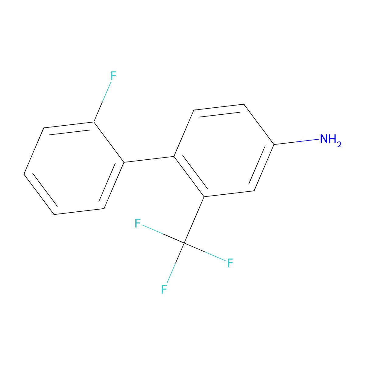 2'-Fluoro-2-(trifluoromethyl)biphenyl-4-amine molecular structure, CAS 1214388-23-4