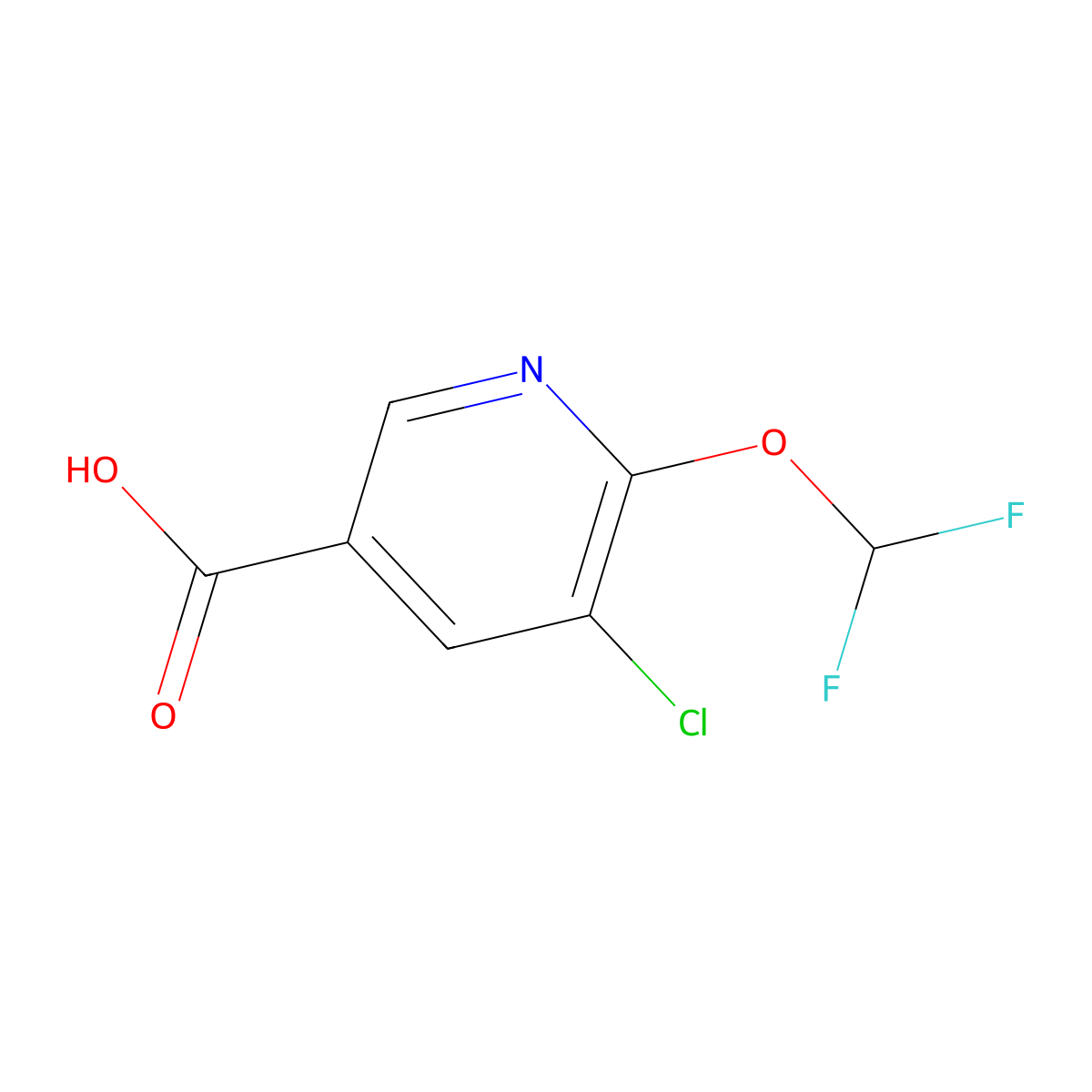 5-Chloro-6-(difluoromethoxy)nicotinic acid molecular structure, CAS 1214388-44-9