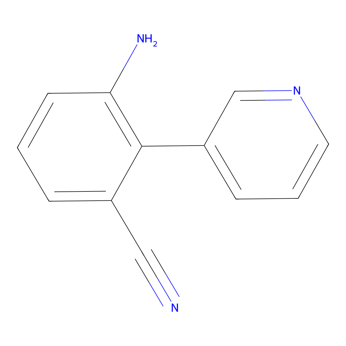 3-Amino-2-(pyridin-3-yl)benzonitrile molecular structure, CAS 1214388-54-1