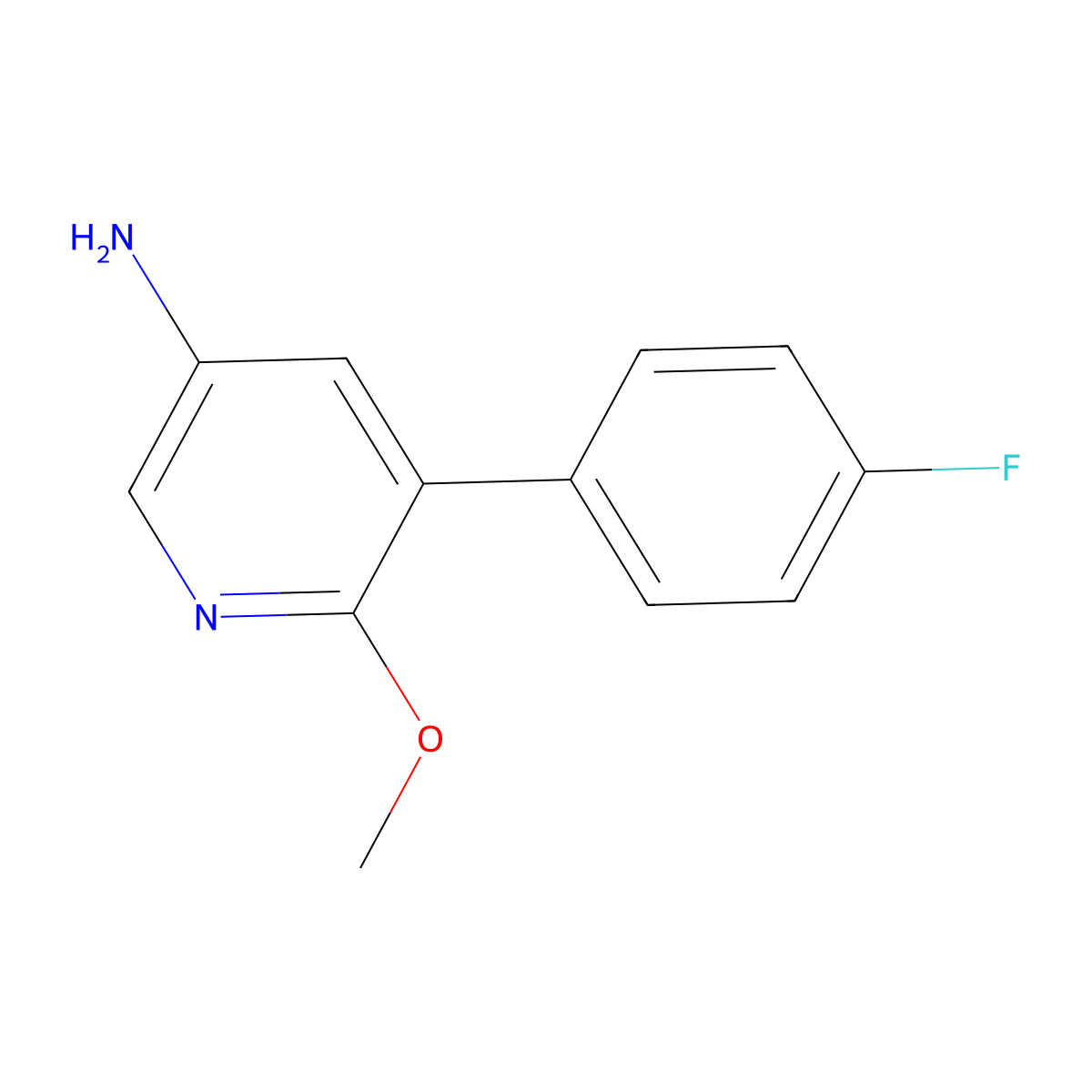 5-(4-Fluorophenyl)-6-methoxypyridin-3-amine molecular structure, CAS 1214389-05-5