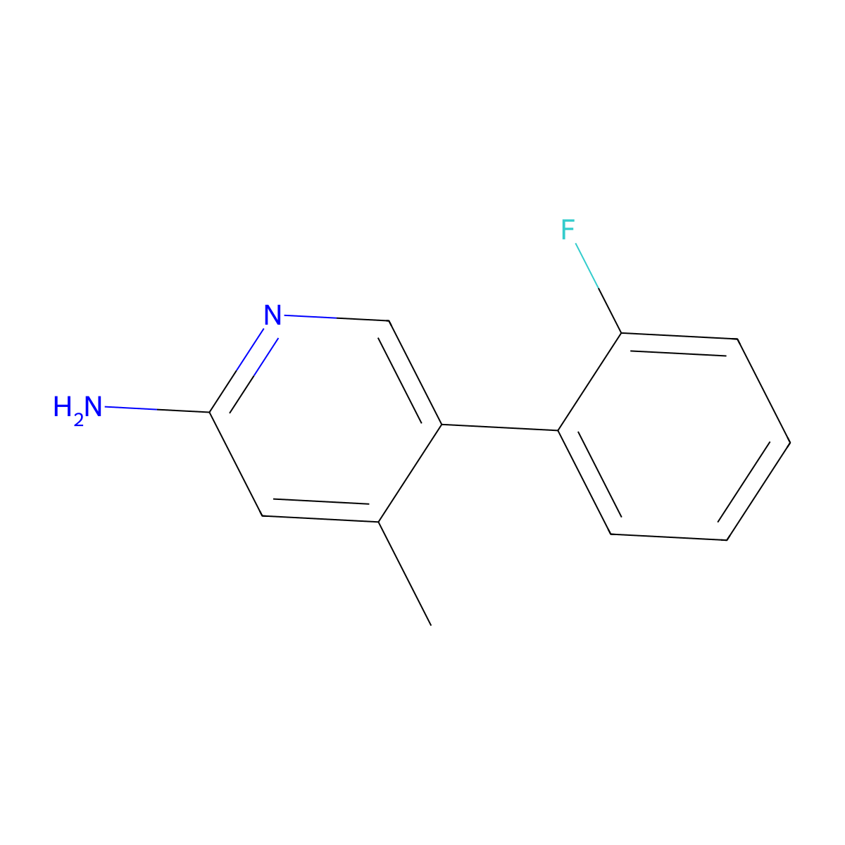 5-(2-Fluorophenyl)-4-methylpyridin-2-amine molecular structure, CAS 1214389-09-9