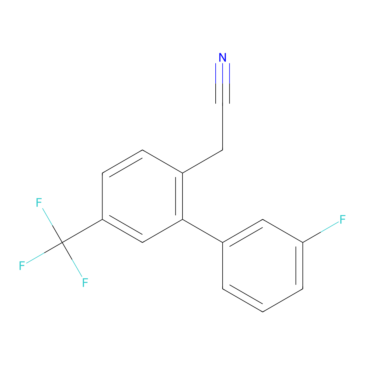 2-(3'-Fluoro-5-(trifluoromethyl)-[1,1'-biphenyl]-2-yl)acetonitrile molecular structure, CAS 1214389-63-5