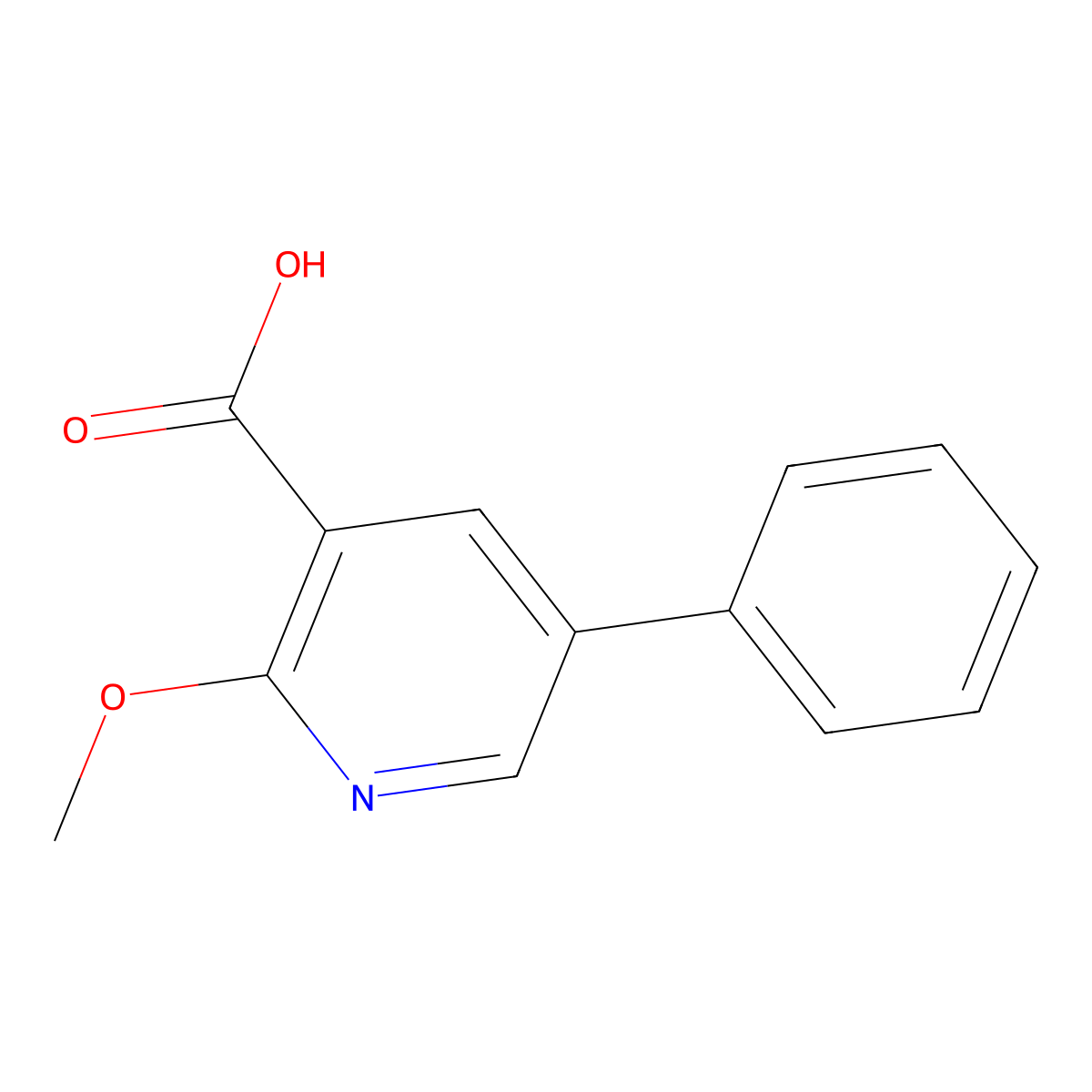 2-Methoxy-5-phenylpyridine-3-carboxylic acid molecular structure, CAS 1214389-83-9