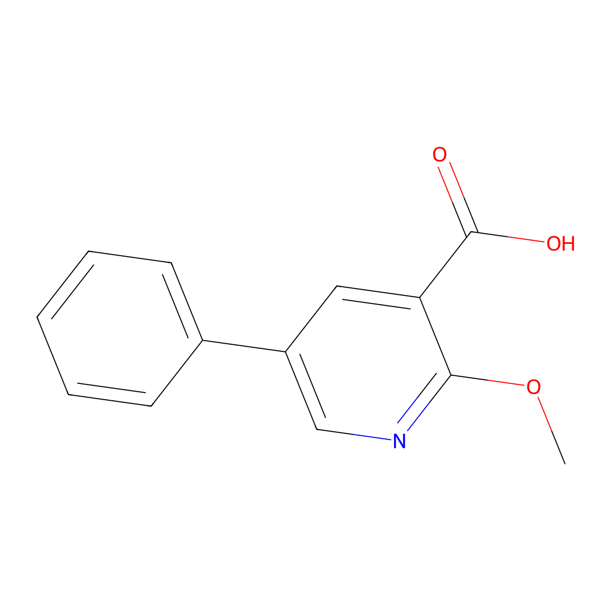 2-Methoxy-5-phenylpyridine-3-carboxylic acid molecular structure, CAS 1214389-83-9